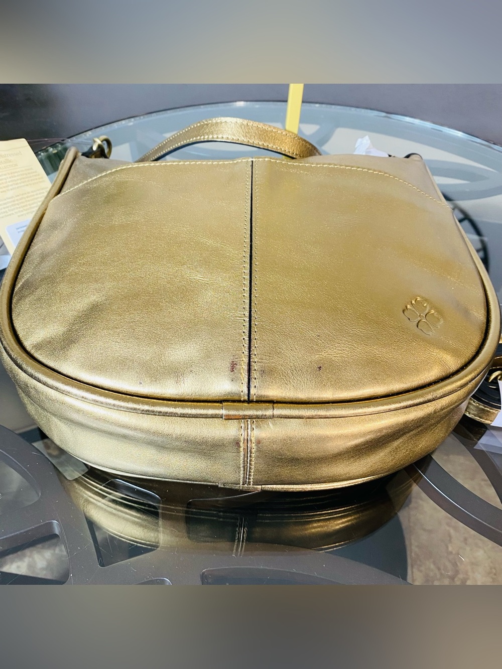 Patricia Nash Chiavari Convertible Hobo Gold Leather Shoulder Crossbody Bag NWT - Picture 9 of 13